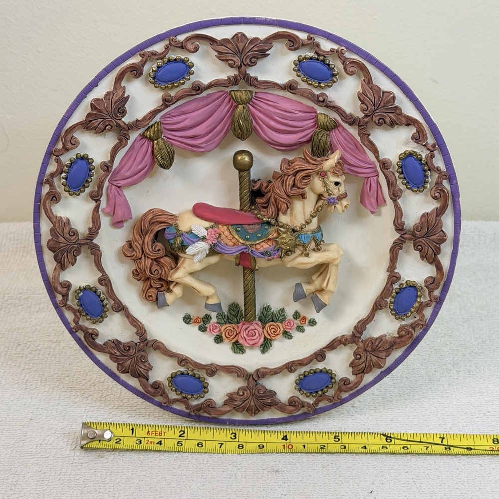 Carousel horse decorative music box plate 8" Decorative Keepsake
